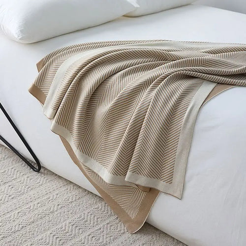 Herringbone Stripe Pattern Nordic Knitted Soft Throw Blanket - The Finishing Touch Decor, LLC