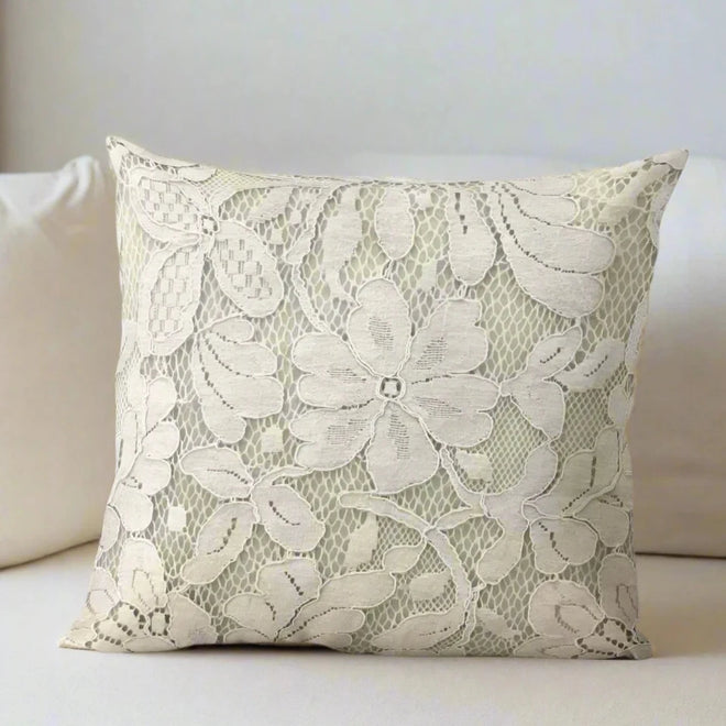 bohemian floral french country ivory beige lace Throw Pillow Sofa Cushion Cover ornamental pillows for living room Pillow