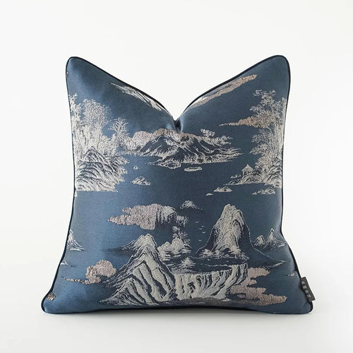 Mountain & Bamboo Leaf Japanese Zen Throw Pillow Covers - The Finishing Touch Decor, LLC