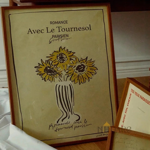 Sunflower Vase & French Calligraphy Vintage Style Canvas Prints - The Finishing Touch Decor, LLC