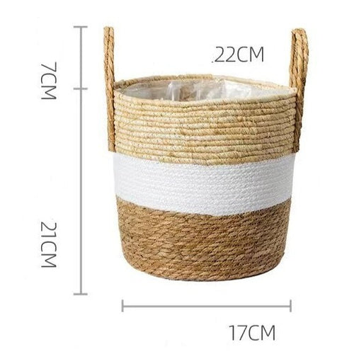 Natural Wicker Straw Hand-Woven Bamboo Decorative Storage Basket Planters - The Finishing Touch Decor, LLC