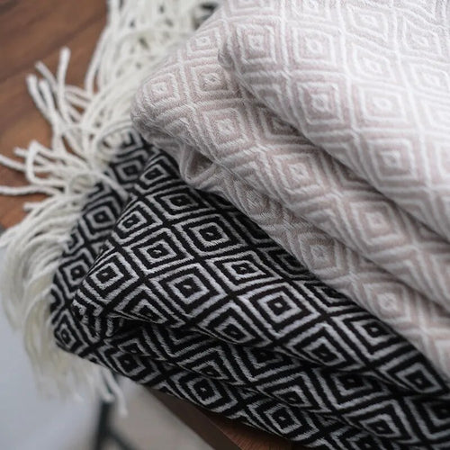 Soft Herringbone Diamond Pattern Faux Cashmere Lightweight Throw Blanket - The Finishing Touch Decor, LLC