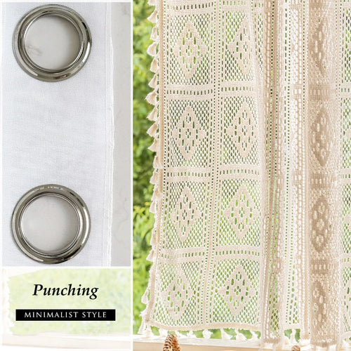 Crochet Hollow Sheer Linen Cottage Curtains - The Finishing Touch Decor, LLC