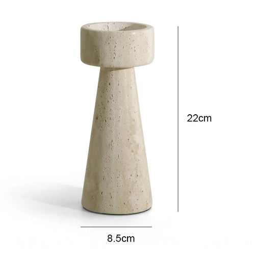 Minimalist Travertine Stone Candlestick Holder - The Finishing Touch Decor, LLC