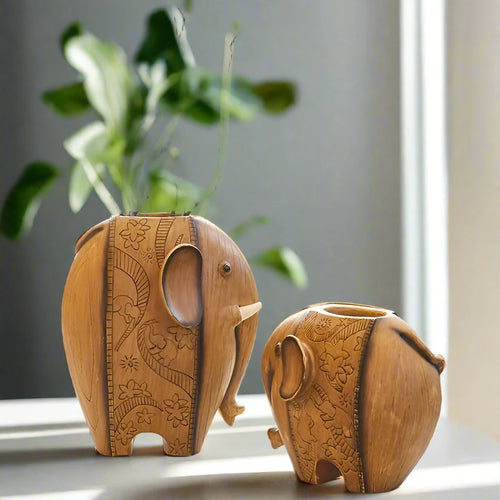 Nordic Creative Simulation Elephant Vase Home Resin Embellishments Animal Dried Flower Vase Living Room Decoration Accessories