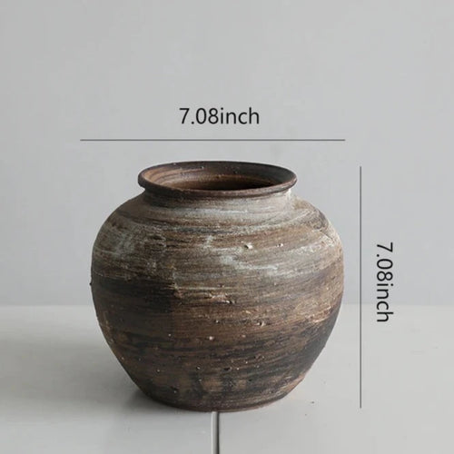 Handmade Clay Tan Brown Ceramic Rustic Pots - The Finishing Touch Decor, LLC