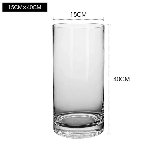 Clear Glass Minimalist Wide Mouth Pillar Vases - The Finishing Touch Decor, LLC