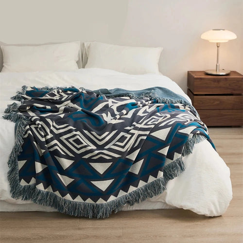 Retro Abstract Pattern Nordic Soft Cotton Throw Blanket - The Finishing Touch Decor, LLC