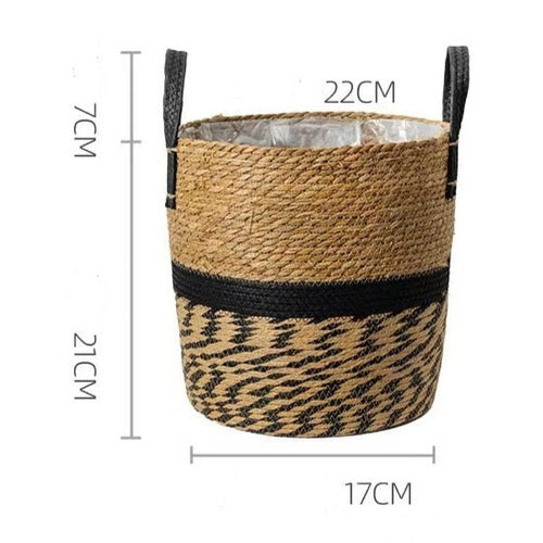 Natural Wicker Straw Hand-Woven Bamboo Decorative Storage Basket Planters - The Finishing Touch Decor, LLC