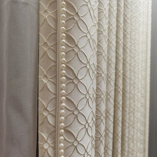 Luxury French Embossed Flower Blackout Cream Curtains - The Finishing Touch Decor, LLC