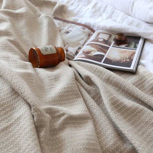 Breathable Waffle Knit Soft Linen Cotton Blanket - The Finishing Touch Decor, LLC