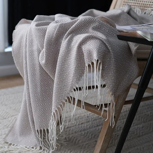 Soft Herringbone Diamond Pattern Faux Cashmere Lightweight Throw Blanket - The Finishing Touch Decor, LLC