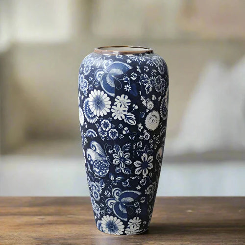 Blue & White Jingdezhen Porcelain Antique Vases