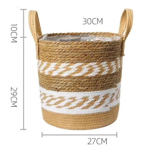 Natural Wicker Straw Hand-Woven Bamboo Decorative Storage Basket Planters - The Finishing Touch Decor, LLC