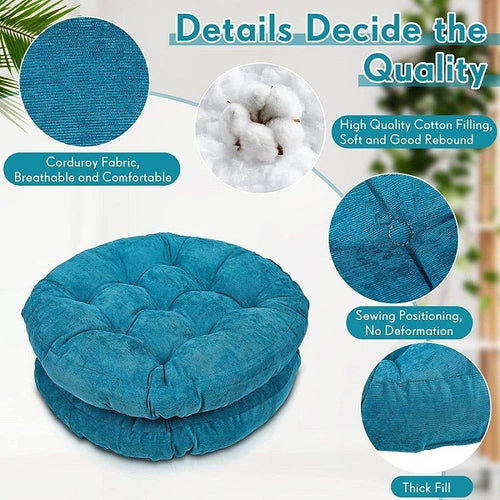 Rounded Large Pad Tufted Corduroy Meditation Floor Cushion Seat Pillow - The Finishing Touch Decor, LLC