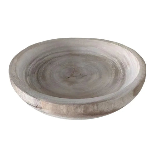 Dark Aged Tung Wood Nordic Large Disc Bowl - The Finishing Touch Decor, LLC