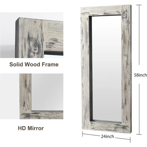 Farmhouse Rustic Full Length Large Wood Mirror - The Finishing Touch Decor, LLC