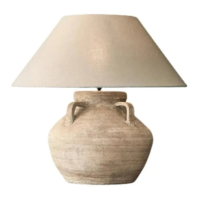 Ivory Ceramic Handled Jug Wabi Sabi Table Lamp - The Finishing Touch Decor, LLC