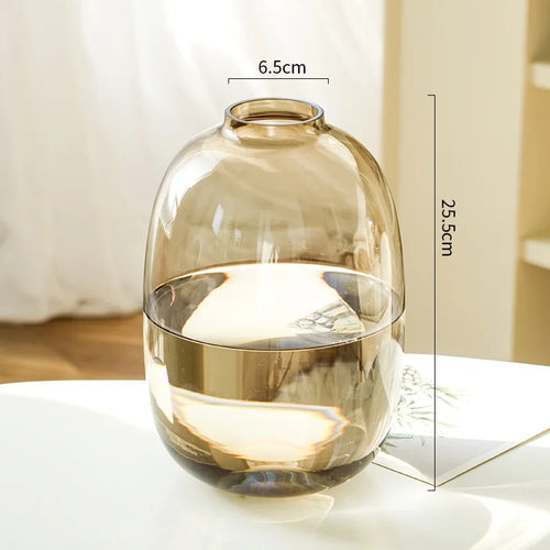 Minimalist Clear, Smoke, Brown Glass Rounded Bulb Vases - The Finishing Touch Decor, LLC