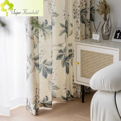 Garden Print Blackout Heavy Fabric Cotton Linen Curtains - The Finishing Touch Decor, LLC