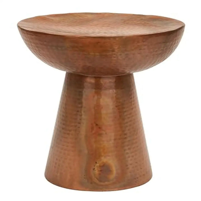 Copper Metal Round Pedestal Accent Side Table - The Finishing Touch Decor, LLC