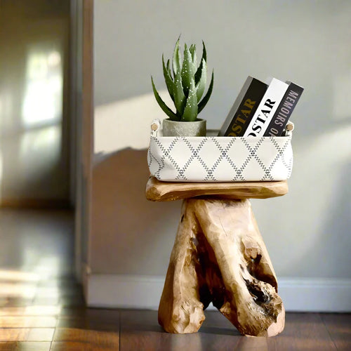 Natural Live Edge Cedar Wood Tree Stump Stool Side Table