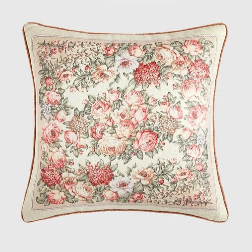 Tea Rose Garden Floral Tapestry Throw Pillow Covers - The Finishing Touch Decor, LLC