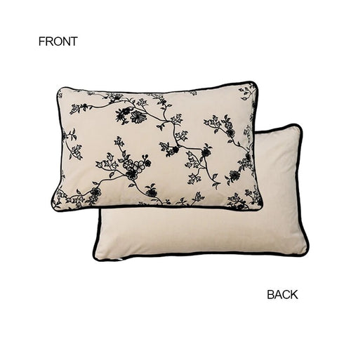 Plum Blossom Floral Embroidered French Oriental Scene Throw Pillow Covers - The Finishing Touch Decor, LLC