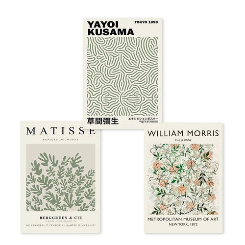 Yayoi Kusama, William Morris, Matisse Green Botanical Posters Wall Art Canvas Painting Prints - The Finishing Touch Decor, LLC