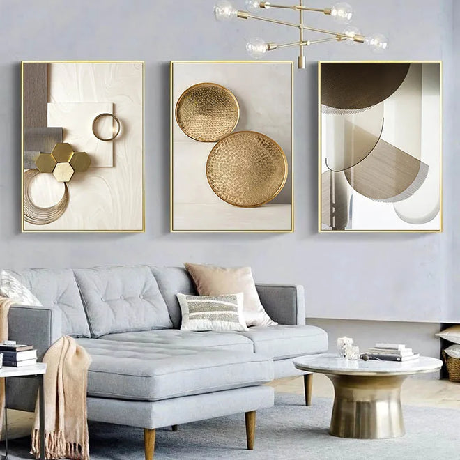 Gilded Discs Deco Modern Canvas Wall Art Print Set - The Finishing Touch Decor, LLC