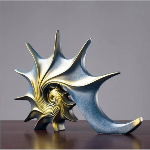 Coastal Bronze or Blue Resin Conch Shell Sculptures - The Finishing Touch Decor, LLC