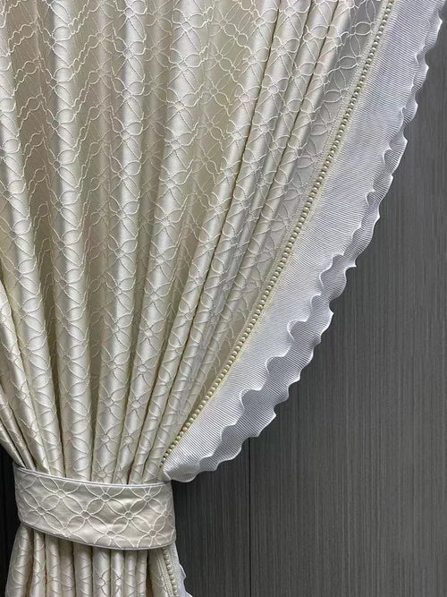 Luxury French Embossed Flower Blackout Cream Curtains - The Finishing Touch Decor, LLC