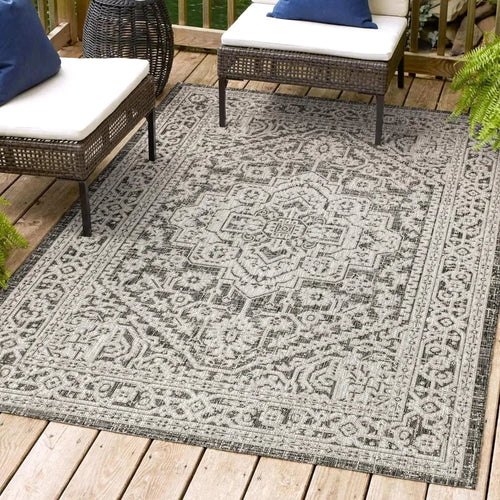 Outdoor/Indoor 8 Ft x 10 Ft Mandela Textured Weave Area Rug - The Finishing Touch Decor, LLC