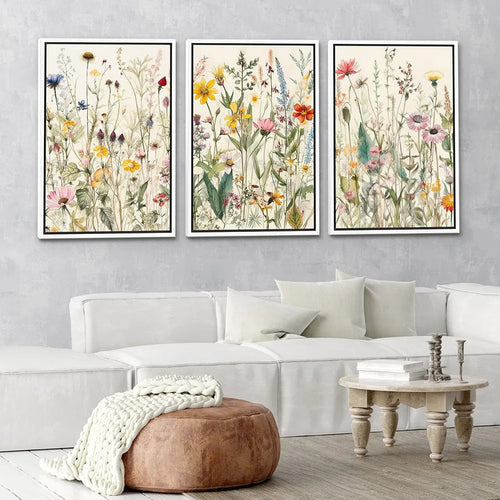 Watercolor Wildflower Painting Colorful Poster Floral Print Canvas - The Finishing Touch Decor, LLC