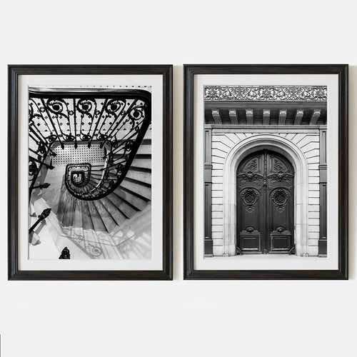 Paris Eiffel Tower & Louvre Architectural Black and White Canvas Painting Art Prints - The Finishing Touch Decor, LLC