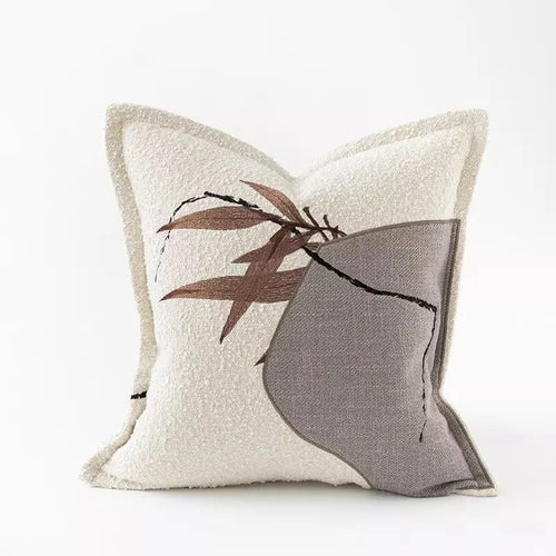 Japandi Asian Style Magnolia Flowers Embroidered Throw Pillow Covers - The Finishing Touch Decor, LLC