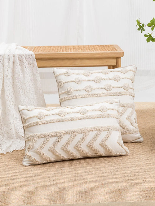 Cream Textured Pattern Nordic Throw Pillow Covers - The Finishing Touch Decor, LLC