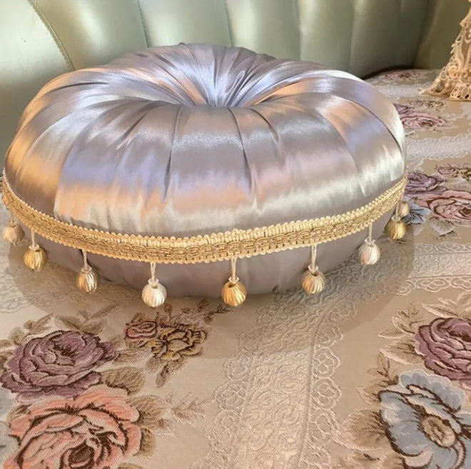 Round European Satin Tufted Accent Pillows - The Finishing Touch Decor, LLC