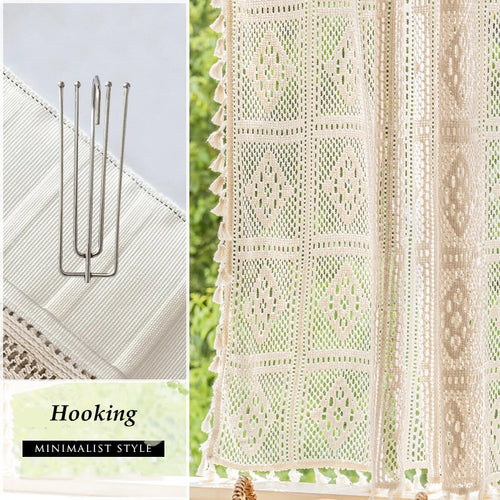 Crochet Hollow Sheer Linen Cottage Curtains - The Finishing Touch Decor, LLC