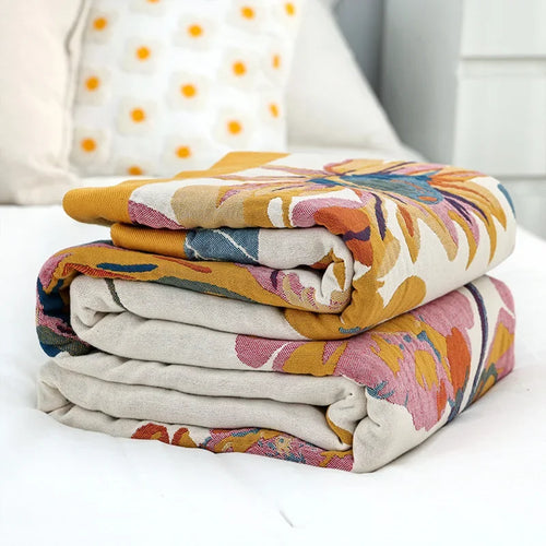 Boho Colorful Pattern Cotton Multi-layer Gauze Blanket - The Finishing Touch Decor, LLC