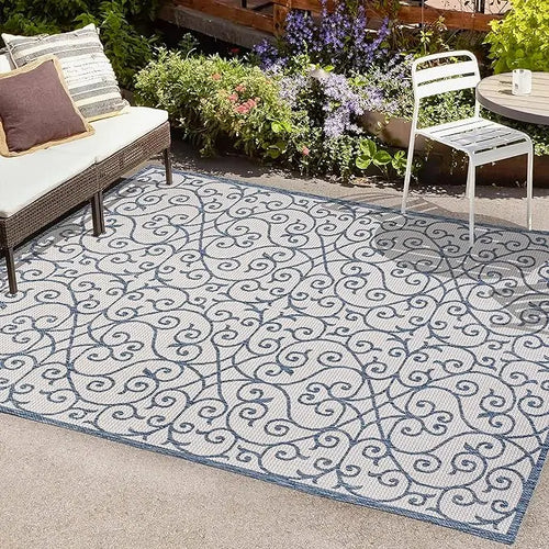 Durable Indoor/Outdoor Large Scroll Classic Area Rug - The Finishing Touch Decor, LLC