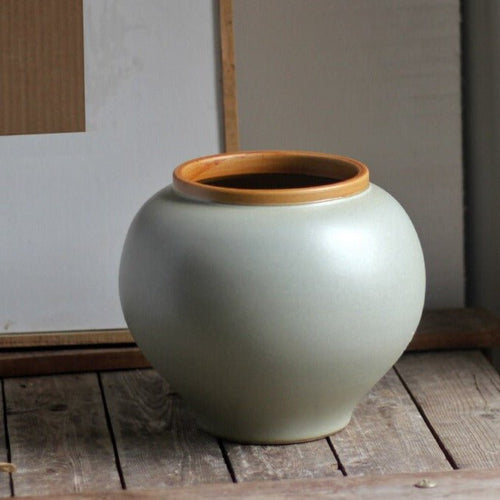 Kiln-fired Japanese Ceramic & Porcelain and Moon Clay Japandi Flowerpot Planter - The Finishing Touch Decor, LLC