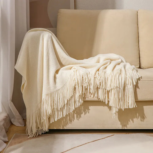 Faux-Cashmere Lightweight Fringed Throw Blanket - The Finishing Touch Decor, LLC