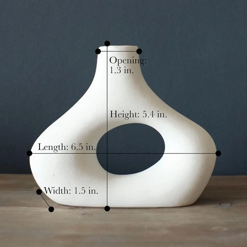 Minimalist Nordic White Ceramic Set of Dounut Vases