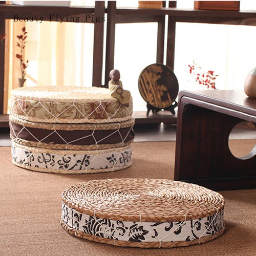 Tea Ceremony Handmade Straw Round Tatami Floor Cushion Seat - The Finishing Touch Decor, LLC