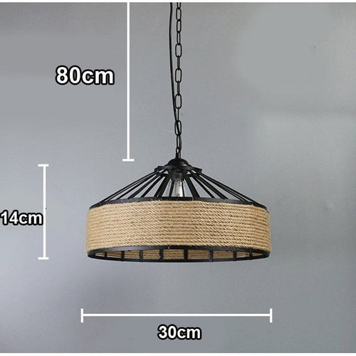 Industrial Iron Braided Hemp Rope Pendant Chandelier - The Finishing Touch Decor, LLC