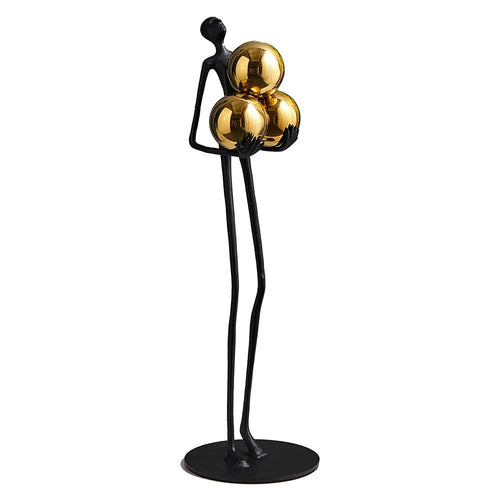 Thin Metal Bookshelf Figurine "Juggling" Gold Balls Statue - 15" - The Finishing Touch Decor, LLC