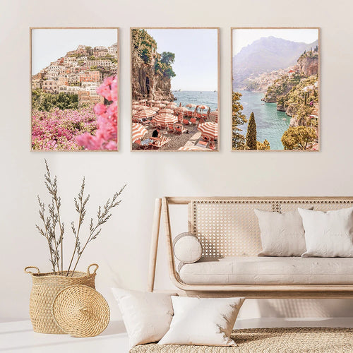 Amalfi Coast Mediterranean Beach Canvas Print Wall Art - The Finishing Touch Decor, LLC