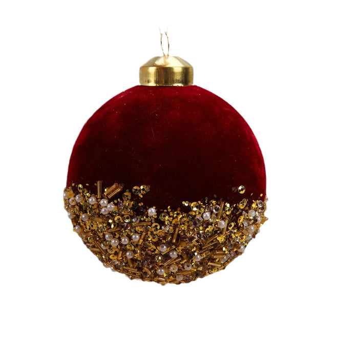 3inch Red Christmas Balls Ornaments Red Glitter Sequin Velvet Christmas Tree Hanging Balls for Home Xmas Wedding Party Decor