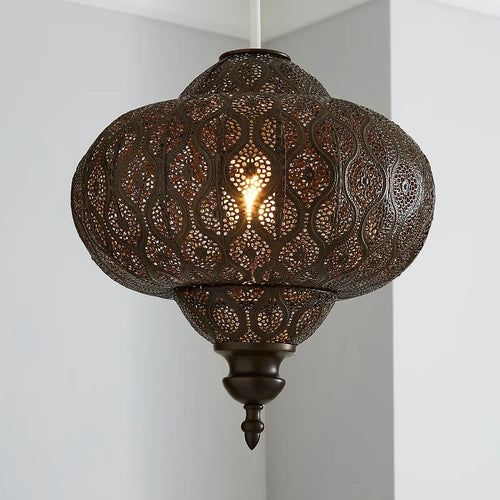 Iron Moroccan Mandela Pattern Pendant Shade Light - The Finishing Touch Decor, LLC